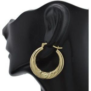 Real 10K Yellow Solid Women Love Hoop Gold Earrings 31.1 mm 3.1 gr